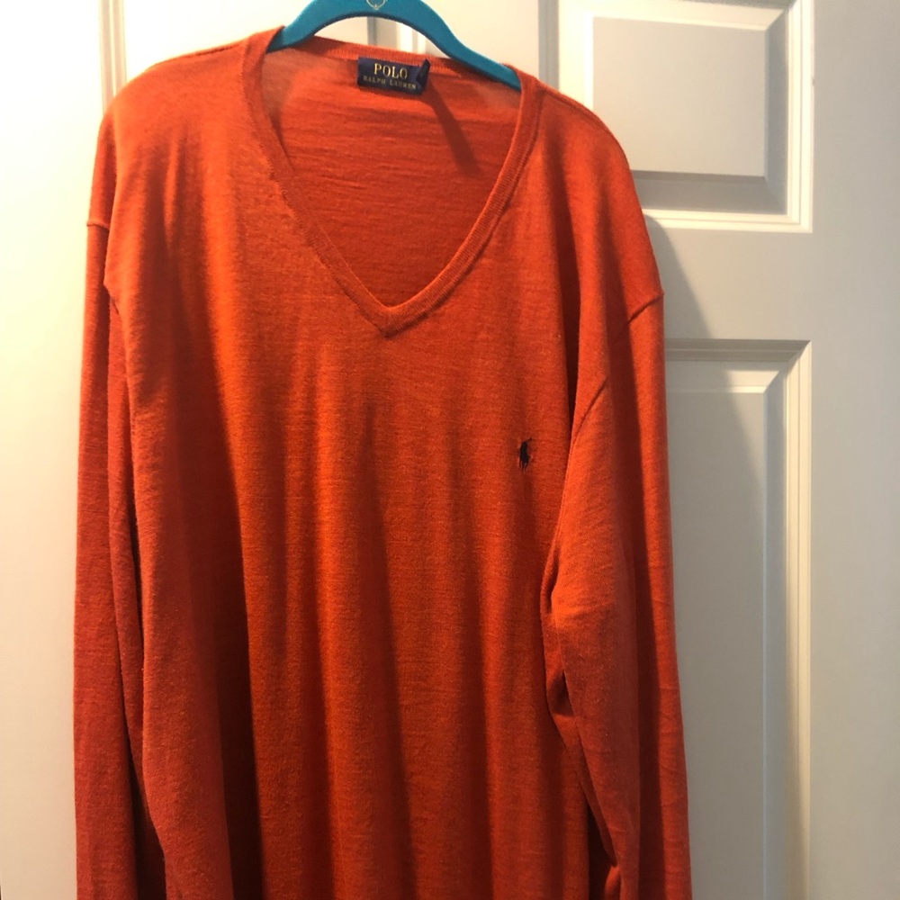 Polo Ralph Lauren Orange Merino Wool Sweater vneck